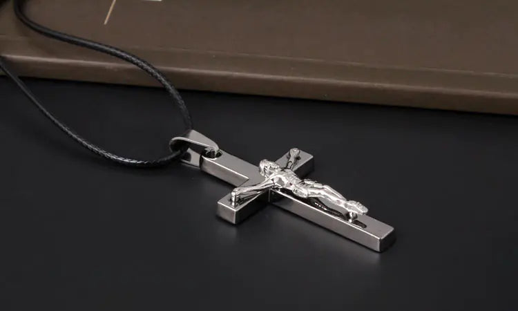 Jesus Cross Pendant in Titanium Steel Necklace