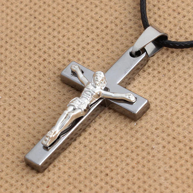 Jesus Cross Pendant in Titanium Steel Necklace
