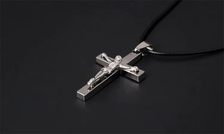 Jesus Cross Pendant in Titanium Steel Necklace