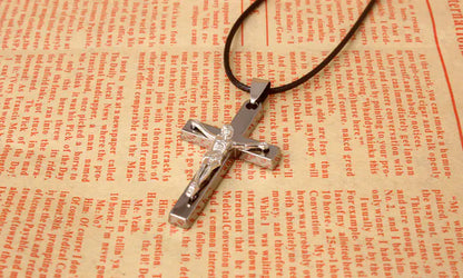 Jesus Cross Pendant in Titanium Steel Necklace